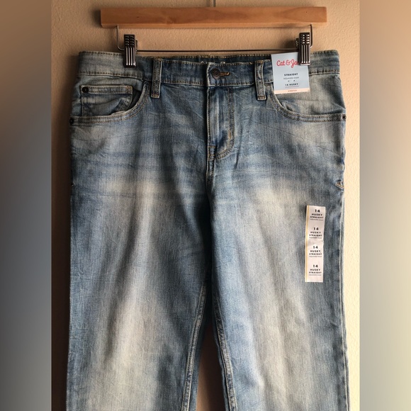 NEW Cat Jack Straight 14 Husky Stretch Blue Denim Jeans Size 14 - Picture 2 of 11